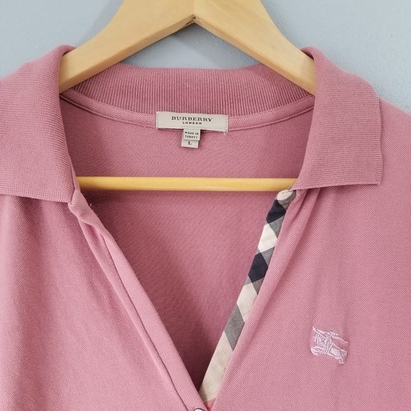 NEW Burberry Pink Puff Sleeve Polo Size Large - Picture 4 of 7